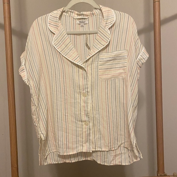 Madewell Cotton Pajama Shirt in Rainbow Stripe - Picture 6 of 7